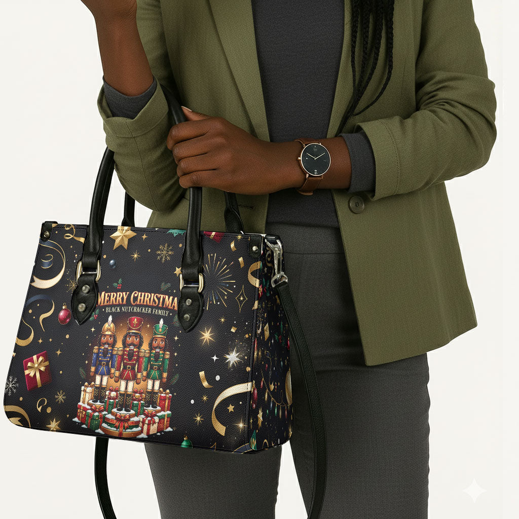 Black Nutcracker Family Christmas Leather Bag African American Noel Wrapped In Drip