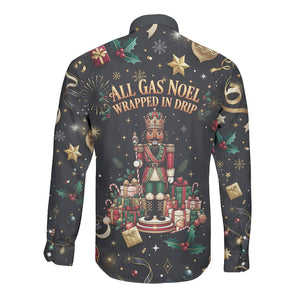 Black Nutcracker Family Christmas Long Sleeve Button Shirt African American Noel Wrapped In Drip