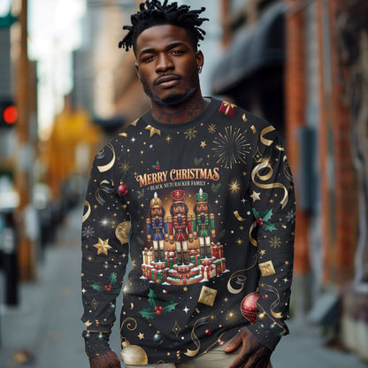 Black Nutcracker Family Christmas Long Sleeve Shirt African American Noel Wrapped In Drip
