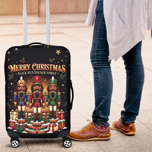 Black Nutcracker Family Christmas Luggage Cover African American Noel Wrapped In Drip