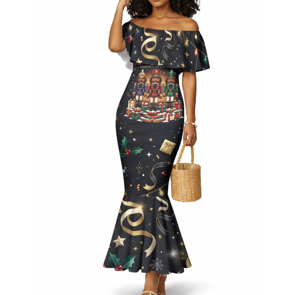 Black Nutcracker Family Christmas Mermaid Dress African American Noel Wrapped In Drip