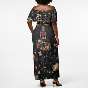 Black Nutcracker Family Christmas Off Shoulder Maxi Dress African American Noel Wrapped In Drip