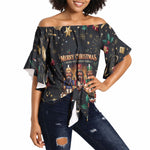 Black Nutcracker Family Christmas Off Shoulder Wrap Waist Top African American Noel Wrapped In Drip