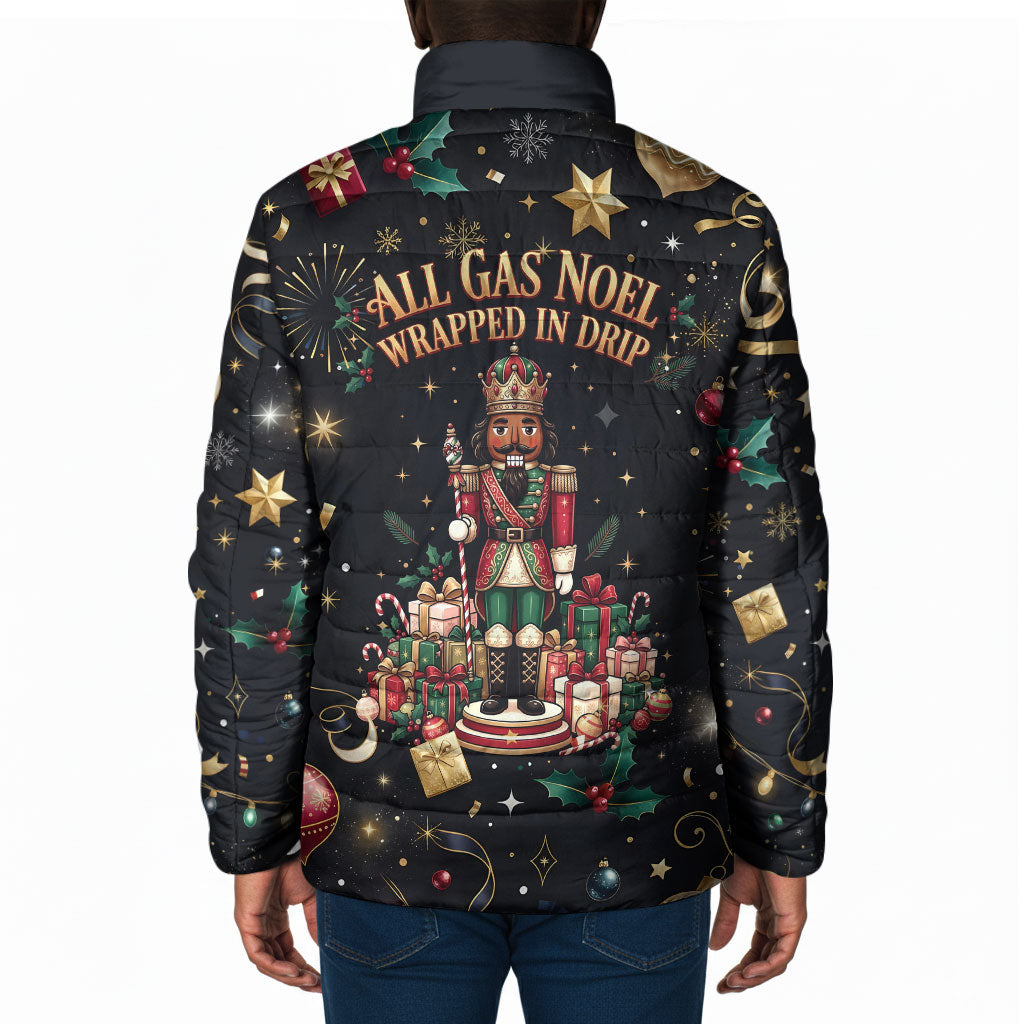 Black Nutcracker Family Christmas Padded Jacket African American Noel Wrapped In Drip