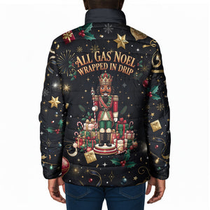 Black Nutcracker Family Christmas Padded Jacket African American Noel Wrapped In Drip
