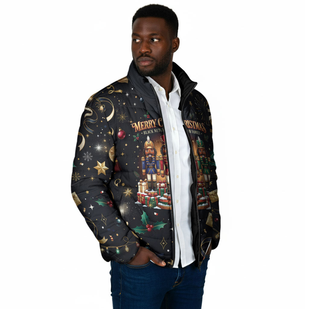 Black Nutcracker Family Christmas Padded Jacket African American Noel Wrapped In Drip