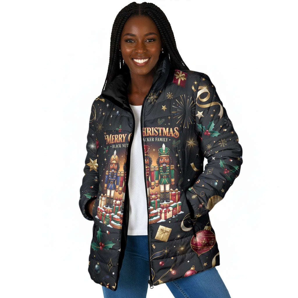 Black Nutcracker Family Christmas Padded Jacket African American Noel Wrapped In Drip