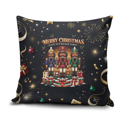 Black Nutcracker Family Christmas Pillow Cover African American Noel Wrapped In Drip