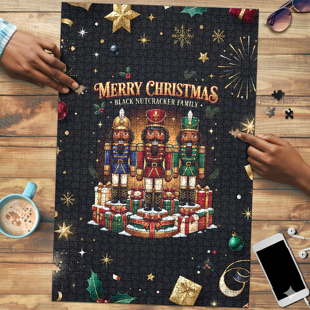 Black Nutcracker Family Christmas Puzzle African American Noel Wrapped In Drip