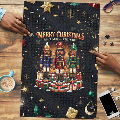 Black Nutcracker Family Christmas Puzzle African American Noel Wrapped In Drip