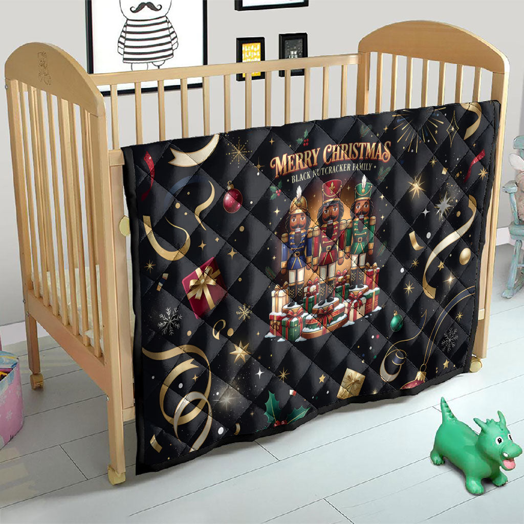 Black Nutcracker Family Christmas Quilt African American Noel Wrapped In Drip