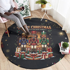 Black Nutcracker Family Christmas Round Carpet African American Noel Wrapped In Drip