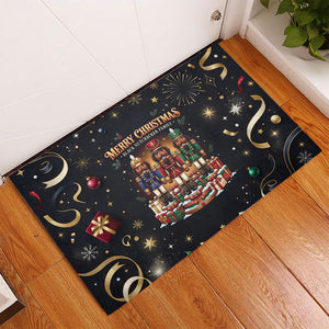 Black Nutcracker Family Christmas Rubber Doormat African American Noel Wrapped In Drip
