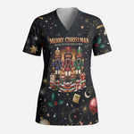 Black Nutcracker Family Christmas Scrub Top African American Noel Wrapped In Drip