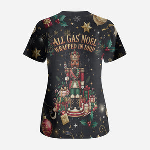 Black Nutcracker Family Christmas Scrub Top African American Noel Wrapped In Drip