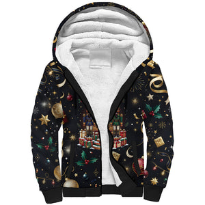 Black Nutcracker Family Christmas Sherpa Hoodie African American Noel Wrapped In Drip