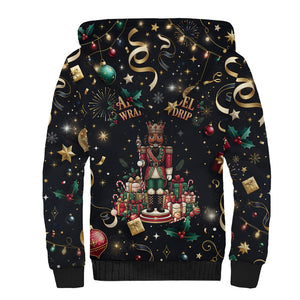 Black Nutcracker Family Christmas Sherpa Hoodie African American Noel Wrapped In Drip