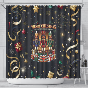 Black Nutcracker Family Christmas Shower Curtain African American Noel Wrapped In Drip