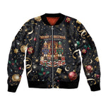 Black Nutcracker Family Christmas Sleeve Zip Bomber Jacket African American Noel Wrapped In Drip