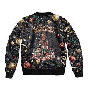 Black Nutcracker Family Christmas Sleeve Zip Bomber Jacket African American Noel Wrapped In Drip