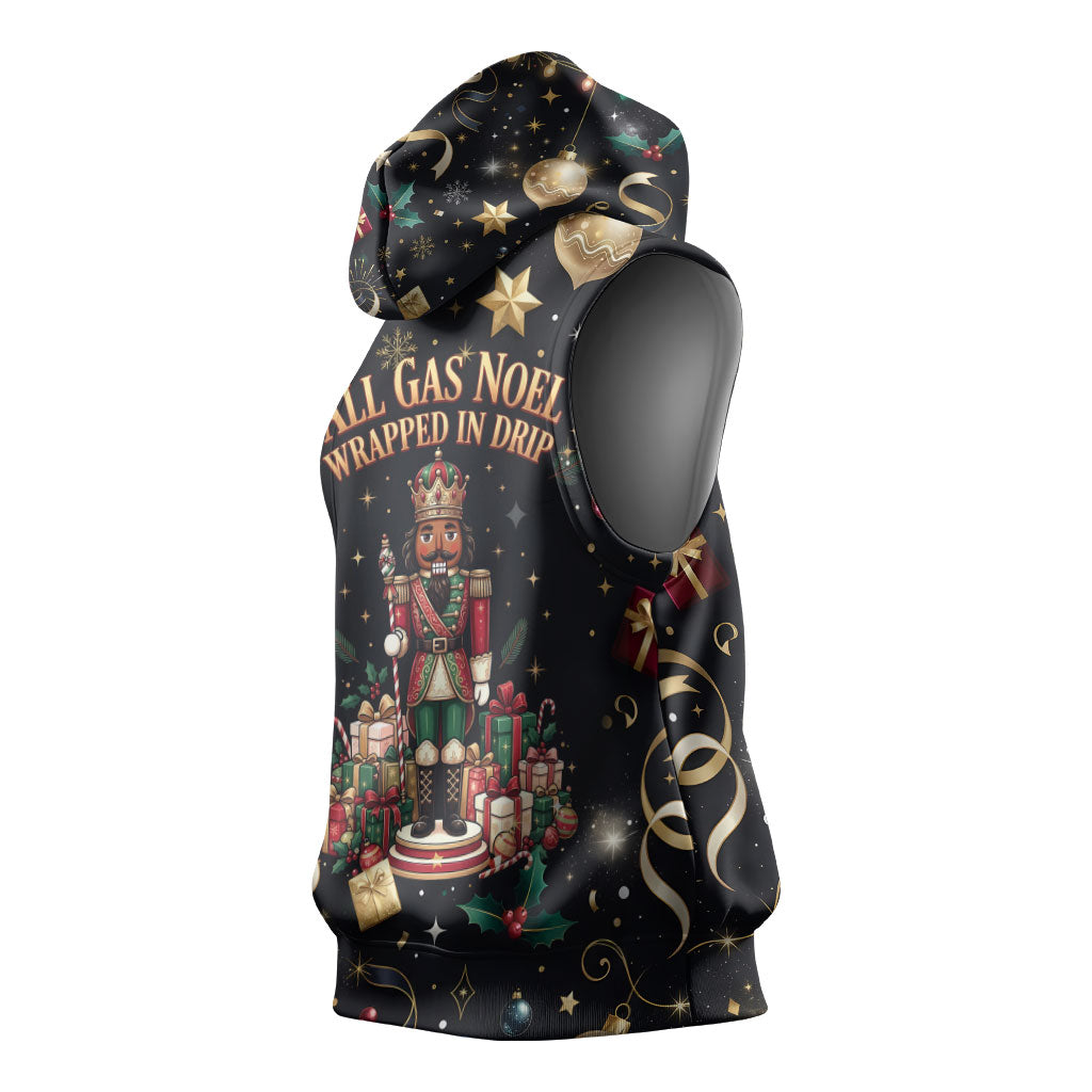 Black Nutcracker Family Christmas Sleeveless Hoodie African American Noel Wrapped In Drip
