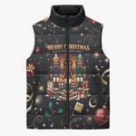 Black Nutcracker Family Christmas Sleeveless Puffer Jacket African American Noel Wrapped In Drip