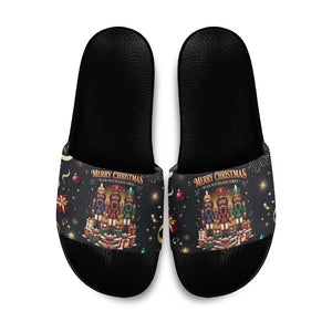 Black Nutcracker Family Christmas Slide Sandals African American Noel Wrapped In Drip