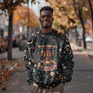 Black Nutcracker Family Christmas Sweatshirt African American Noel Wrapped In Drip
