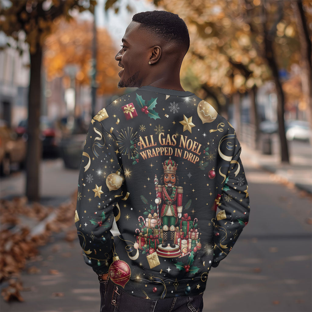 Black Nutcracker Family Christmas Sweatshirt African American Noel Wrapped In Drip