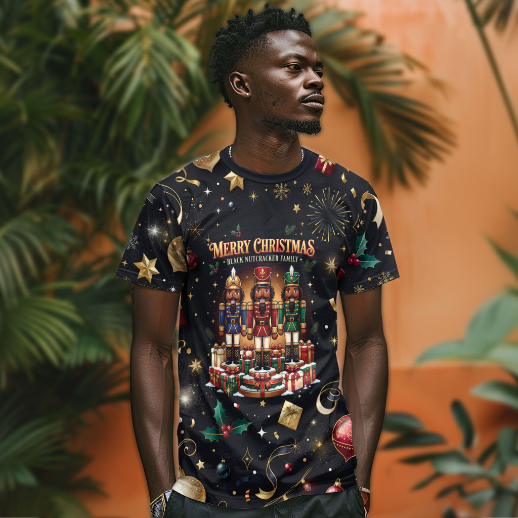 Black Nutcracker Family Christmas T shirt African American Noel Wrapped In Drip