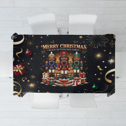 Black Nutcracker Family Christmas Tablecloth African American Noel Wrapped In Drip