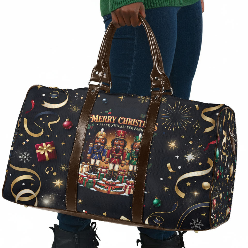 Black Nutcracker Family Christmas Travel Bag African American Noel Wrapped In Drip