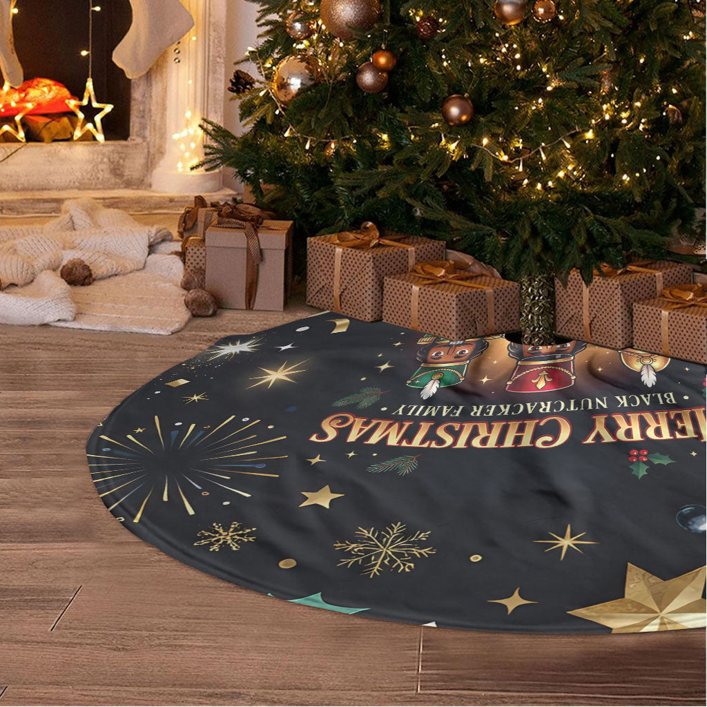 Black Nutcracker Family Christmas Tree Skirt African American Noel Wrapped In Drip