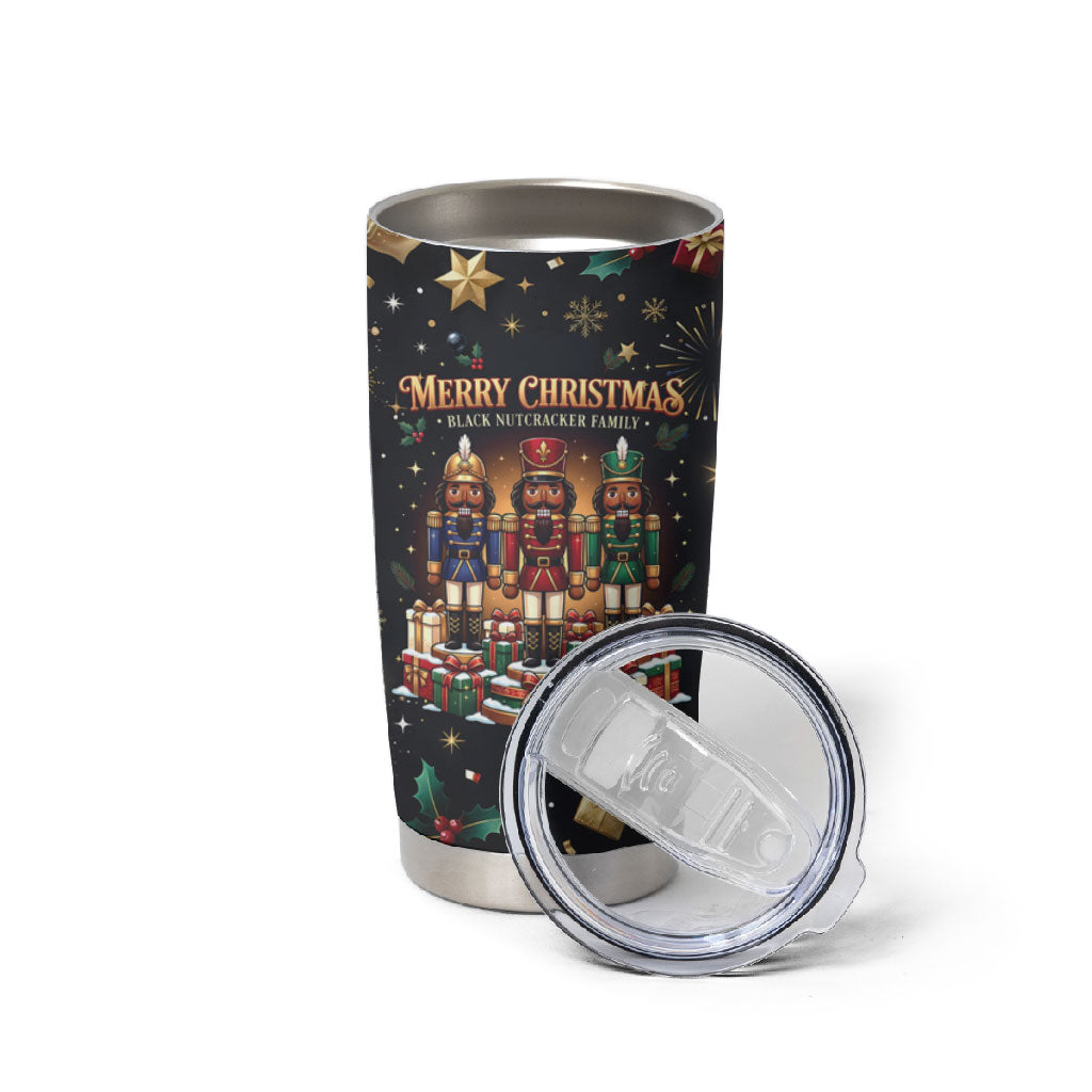Black Nutcracker Family Christmas Tumbler Cup African American Noel Wrapped In Drip