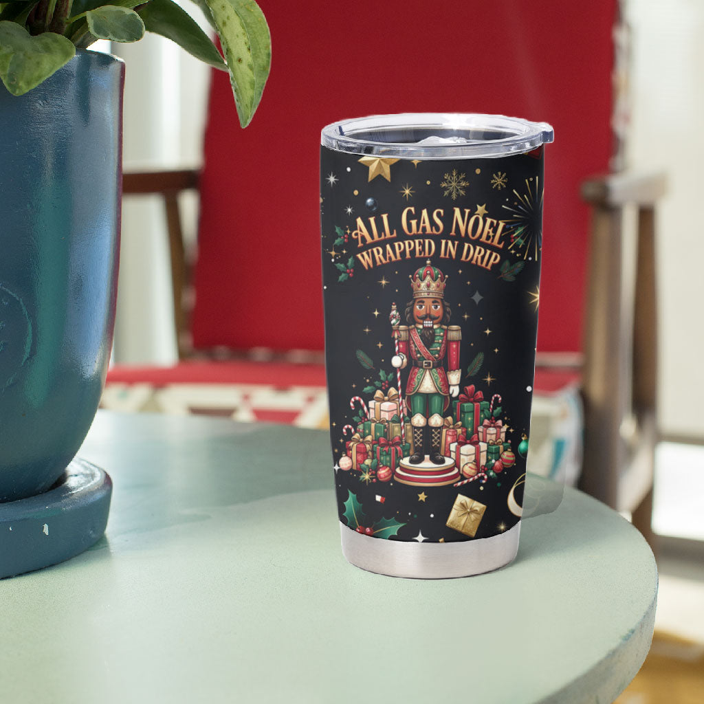 Black Nutcracker Family Christmas Tumbler Cup African American Noel Wrapped In Drip