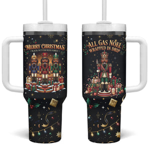 Black Nutcracker Family Christmas Tumbler With Handle African American Noel Wrapped In Drip