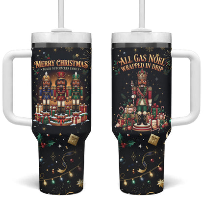 Black Nutcracker Family Christmas Tumbler With Handle African American Noel Wrapped In Drip