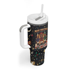 Black Nutcracker Family Christmas Tumbler With Handle African American Noel Wrapped In Drip