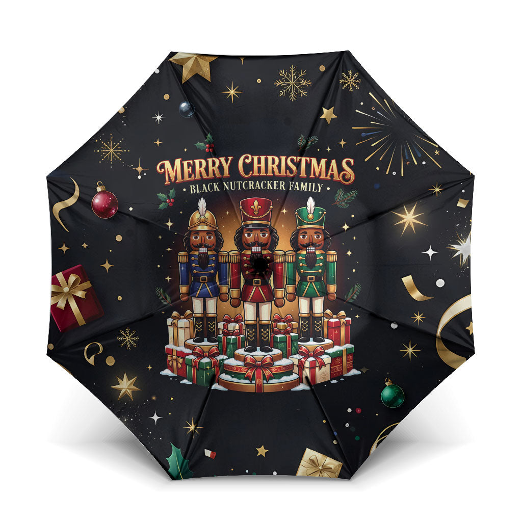 Black Nutcracker Family Christmas Umbrella African American Noel Wrapped In Drip