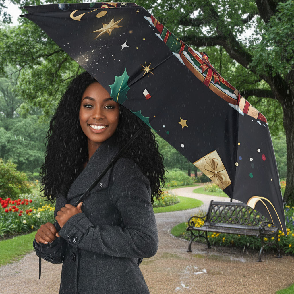 Black Nutcracker Family Christmas Umbrella African American Noel Wrapped In Drip