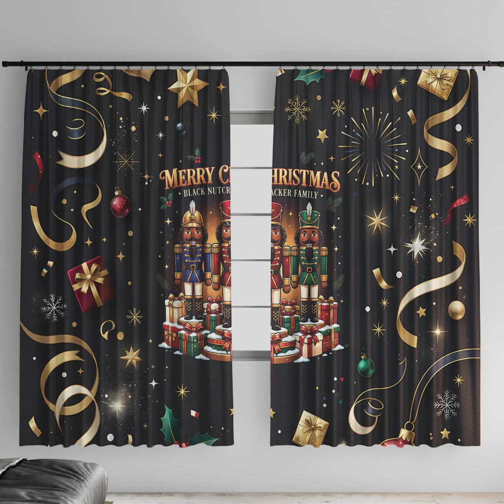 Black Nutcracker Family Christmas Window Curtain African American Noel Wrapped In Drip
