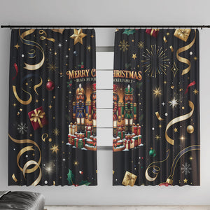 Black Nutcracker Family Christmas Window Curtain African American Noel Wrapped In Drip