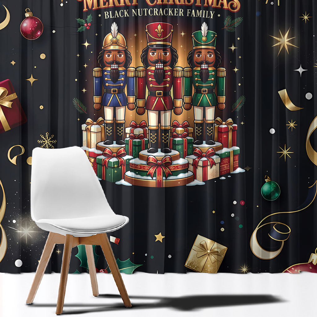 Black Nutcracker Family Christmas Window Curtain African American Noel Wrapped In Drip