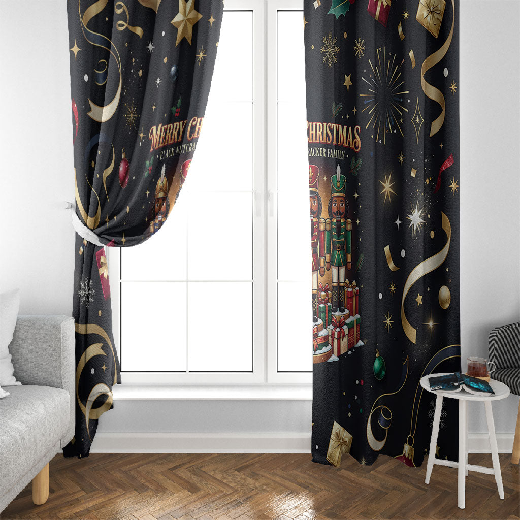 Black Nutcracker Family Christmas Window Curtain African American Noel Wrapped In Drip