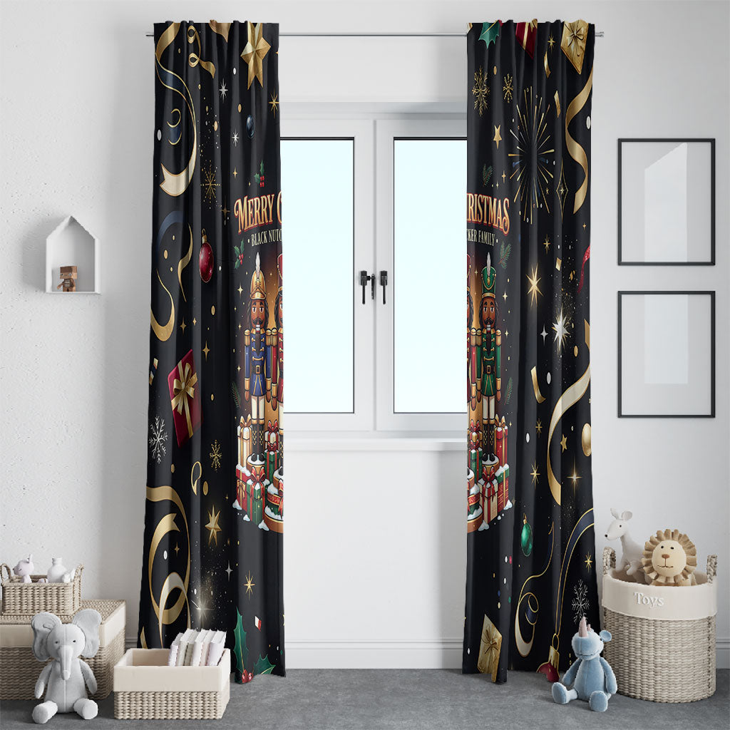 Black Nutcracker Family Christmas Window Curtain African American Noel Wrapped In Drip
