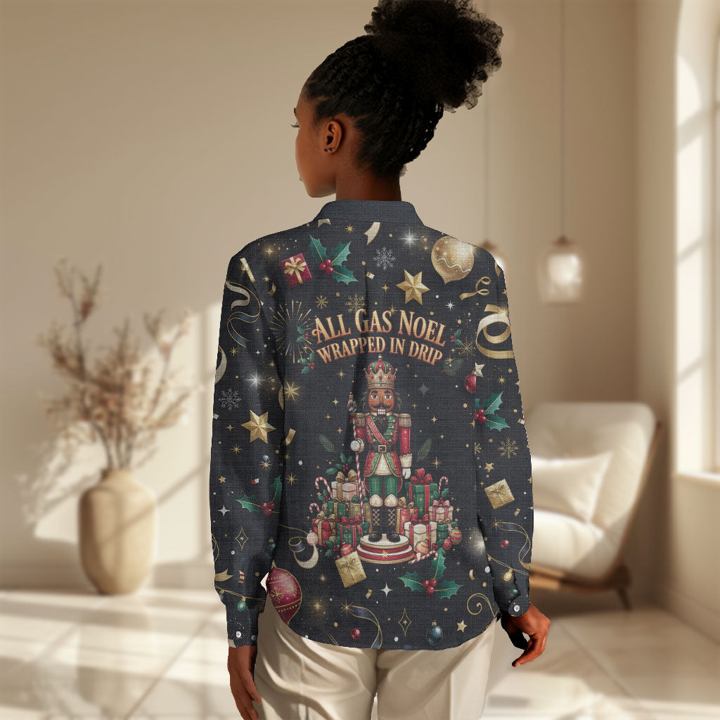 Black Nutcracker Family Christmas Women Casual Shirt African American Noel Wrapped In Drip