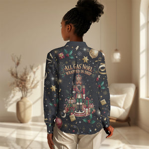 Black Nutcracker Family Christmas Women Casual Shirt African American Noel Wrapped In Drip