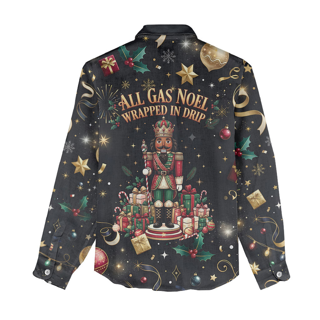 Black Nutcracker Family Christmas Women Casual Shirt African American Noel Wrapped In Drip