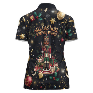 Black Nutcracker Family Christmas Women Polo Shirt African American Noel Wrapped In Drip