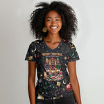 Black Nutcracker Family Christmas Women V-Neck T-Shirt African American Noel Wrapped In Drip